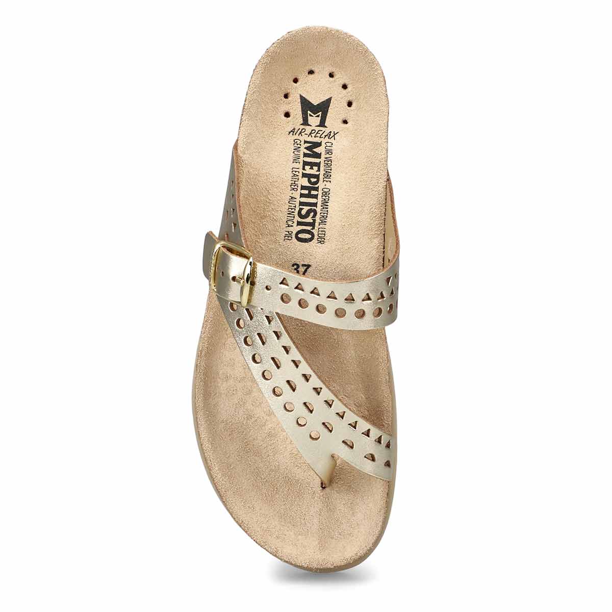 Sandale passe-orteil à lit de pied HELENA PERFORATED, or, femmes
