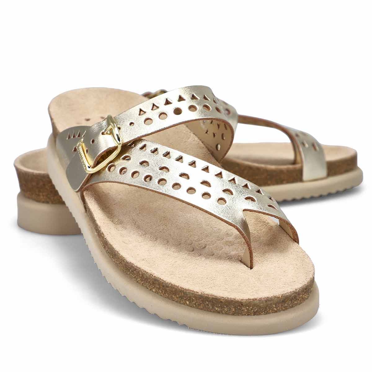 Sandale passe-orteil à lit de pied HELENA PERFORATED, or, femmes