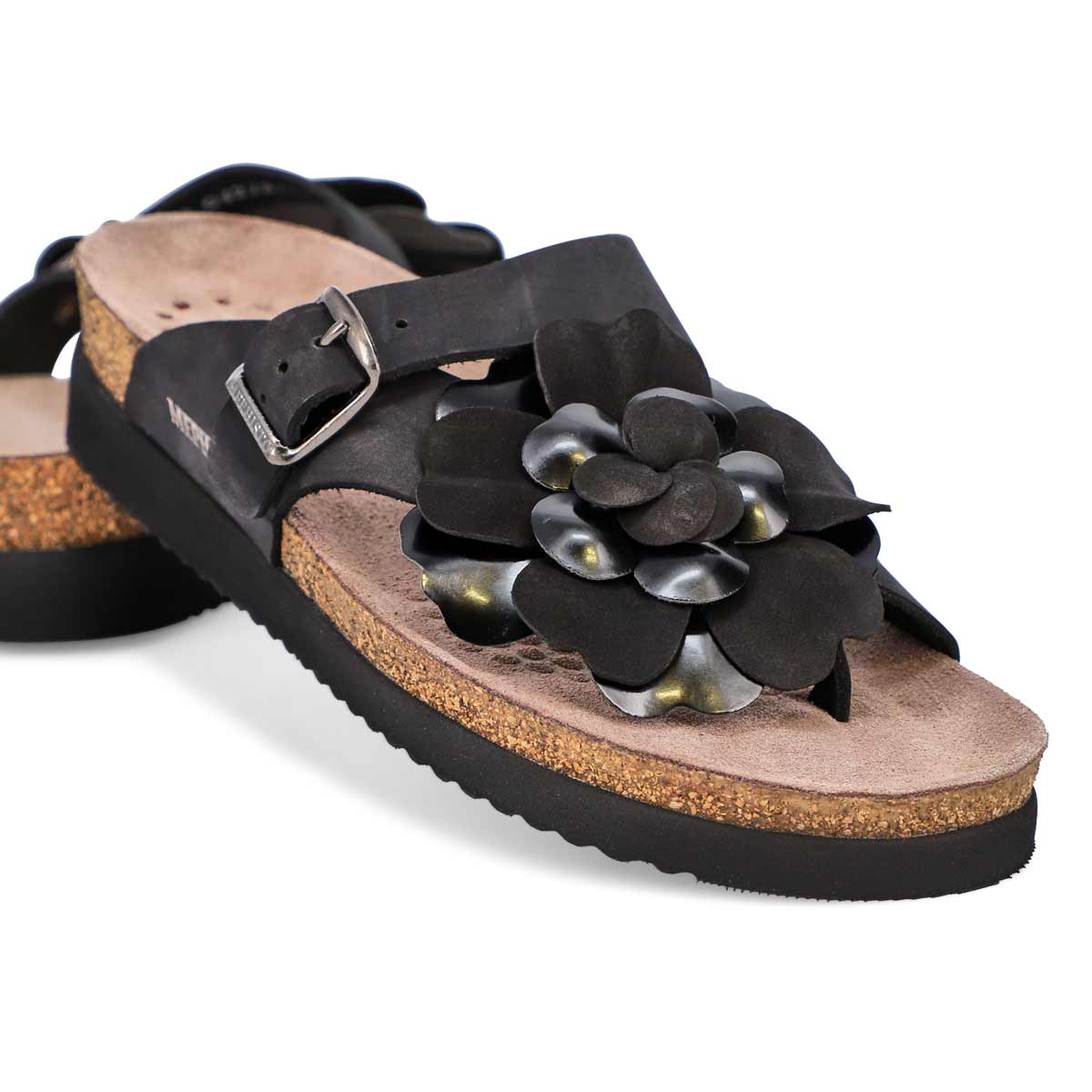 Women's Helen Flower Footbed Sandal - Black