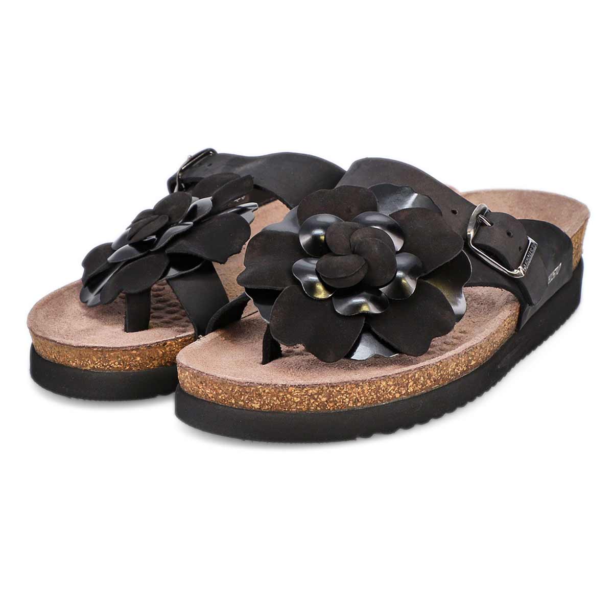 Women's Helen Flower Footbed Sandal - Black