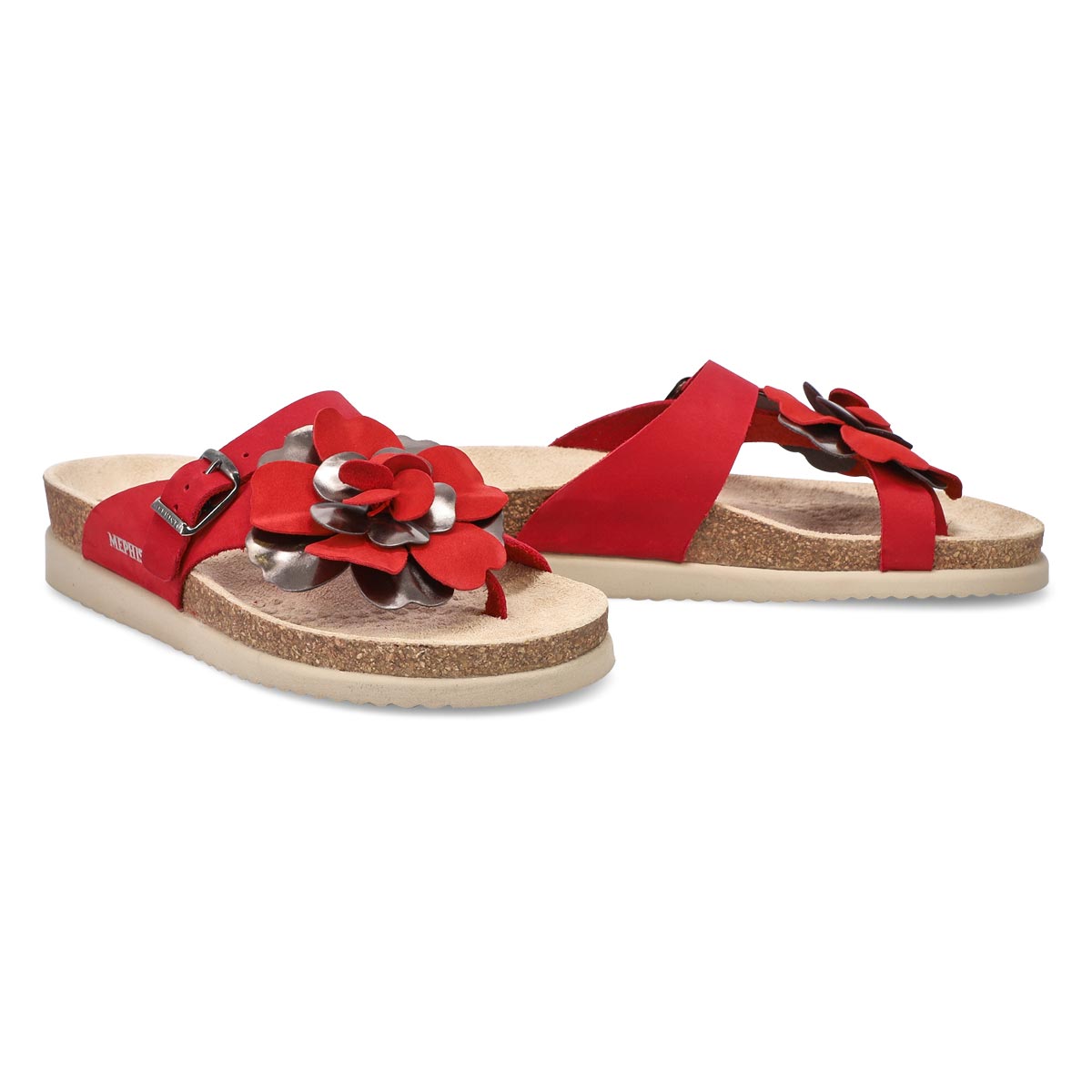 Tong lit de pied HELEN FLOWER rouge femme