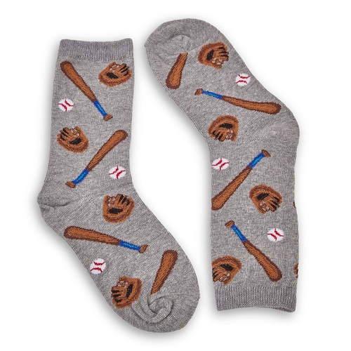 Hot Sox Boys' BASEBALL grey printed socks