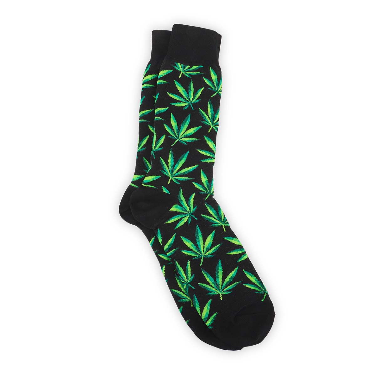 Men's Hemp Leaf Printed Sock - Black