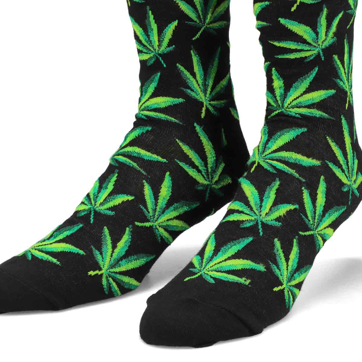 Men's Hemp Leaf Printed Sock - Black