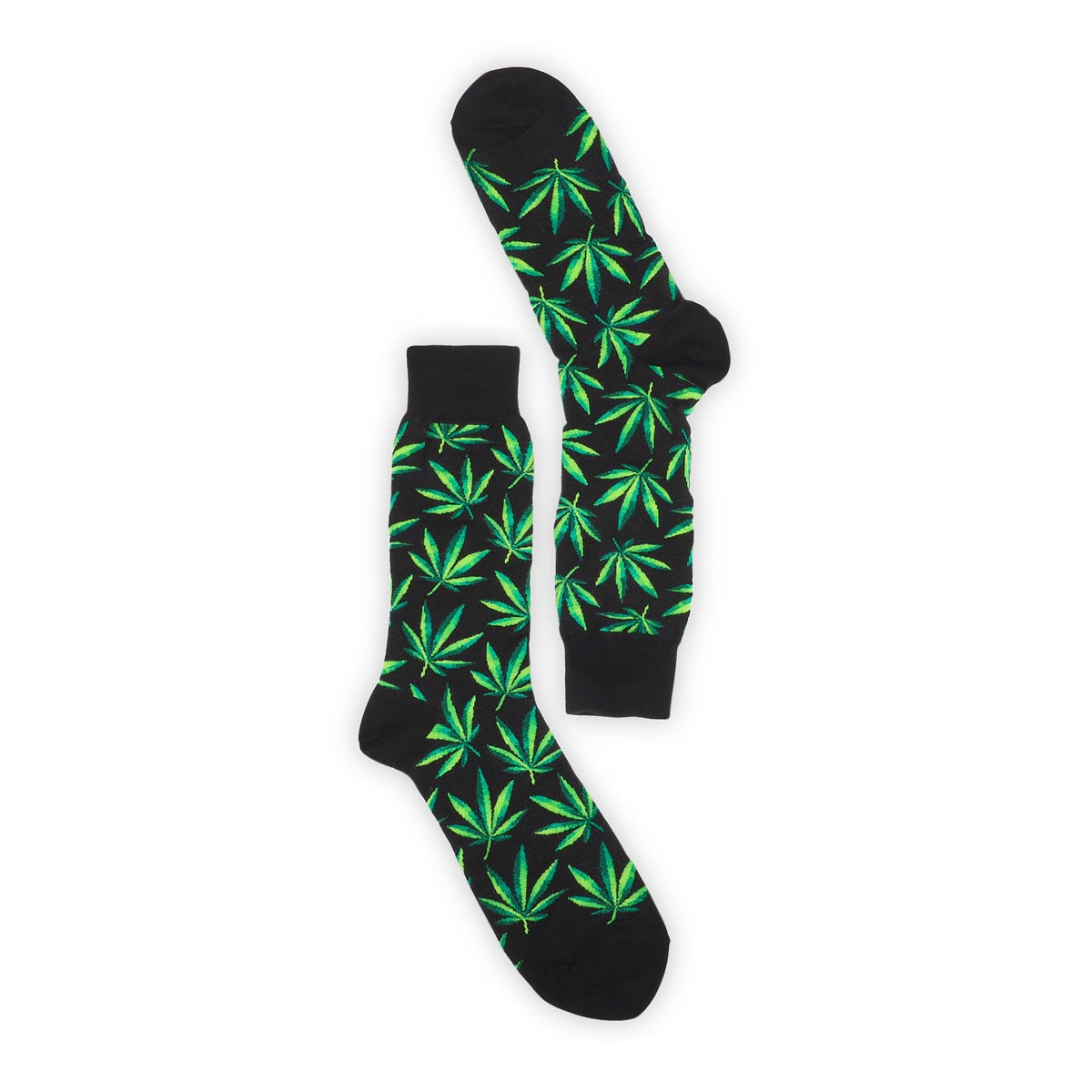 Men's Hemp Leaf Printed Sock - Black