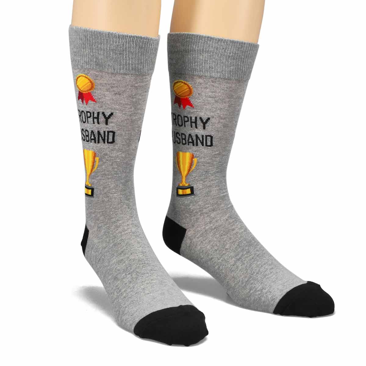 Hot Sox Men's Trophy Husband Sock - Grey Prin | SoftMoc.com