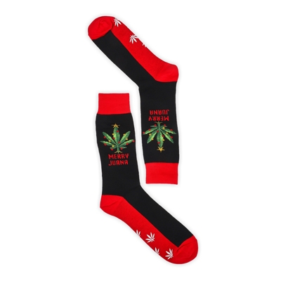 Mns Merry Juana Non Skid Printed Sock -Black