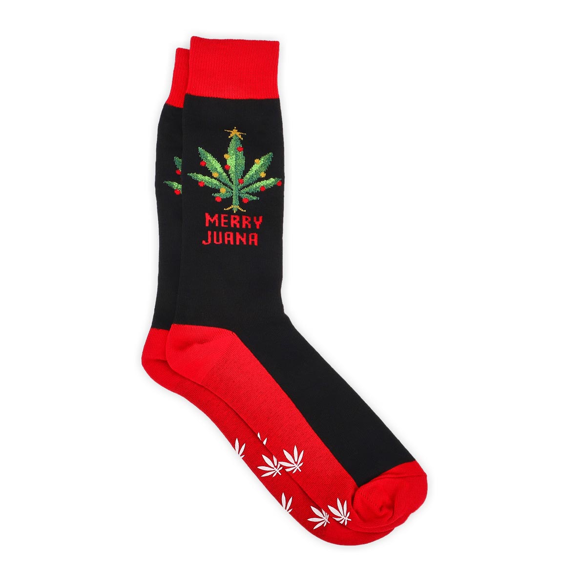 Men's Merry Juana Non-Skid Sock - Black Printed