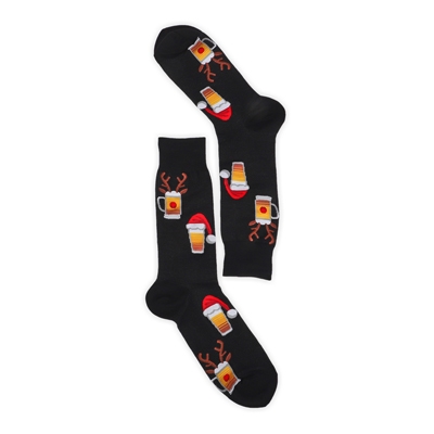 Mns Christmas Beers Printed Sock -Black