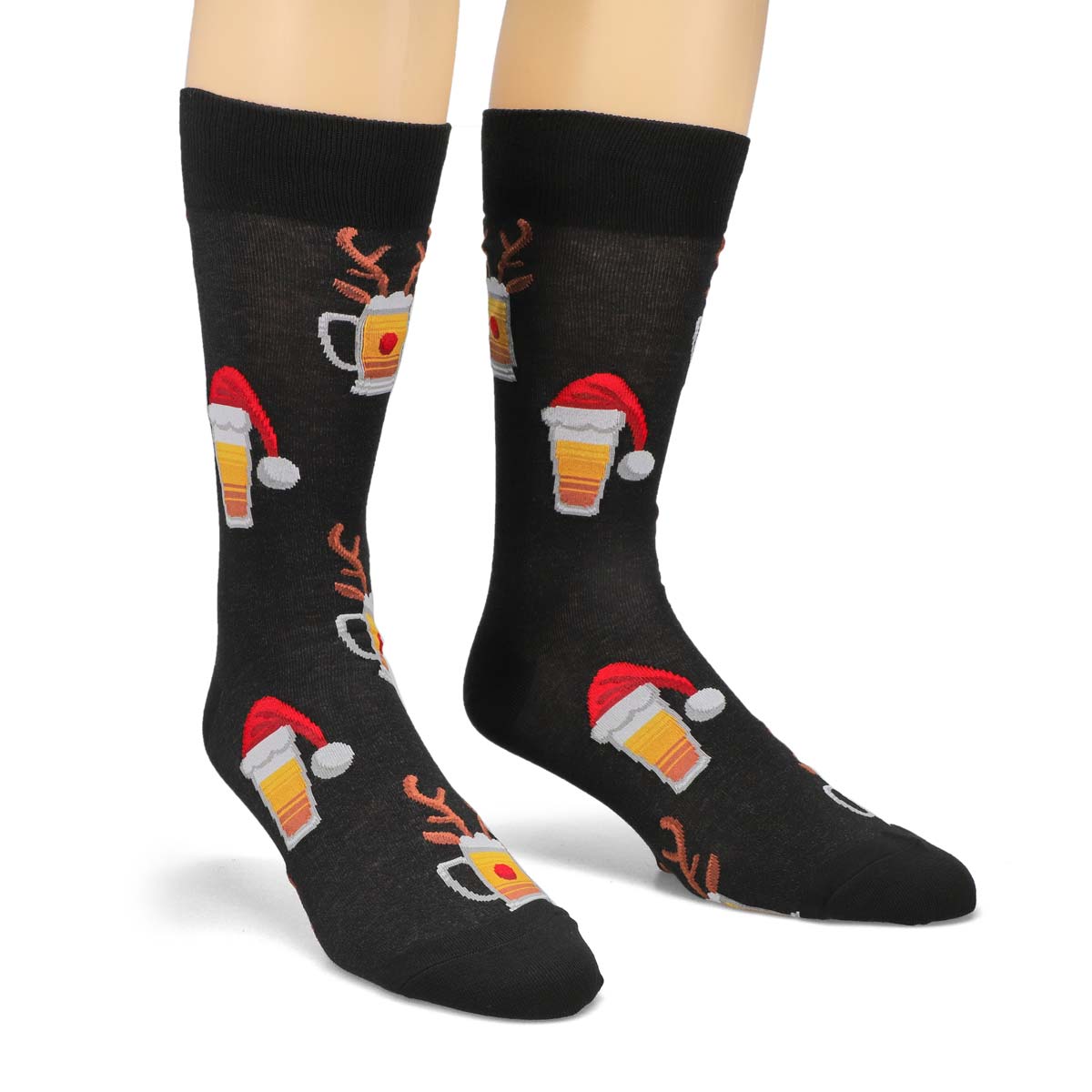 Men's Christmas Beers Printed Sock - Black