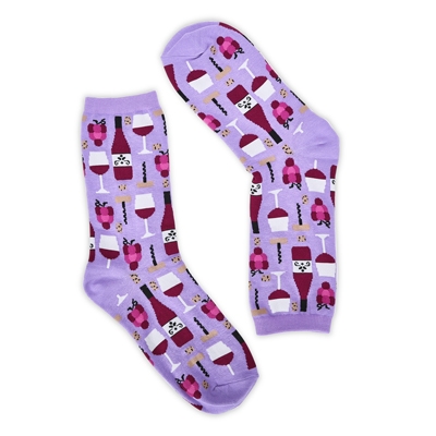 Lds Wine Crew Printed Sock - Laven