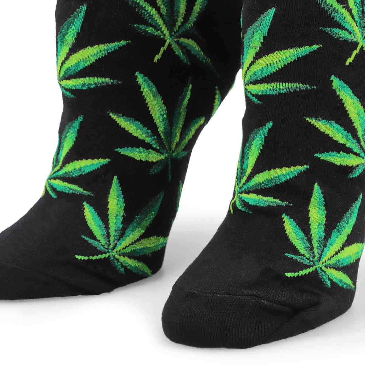 Women's Hemp Leaf black printed socks