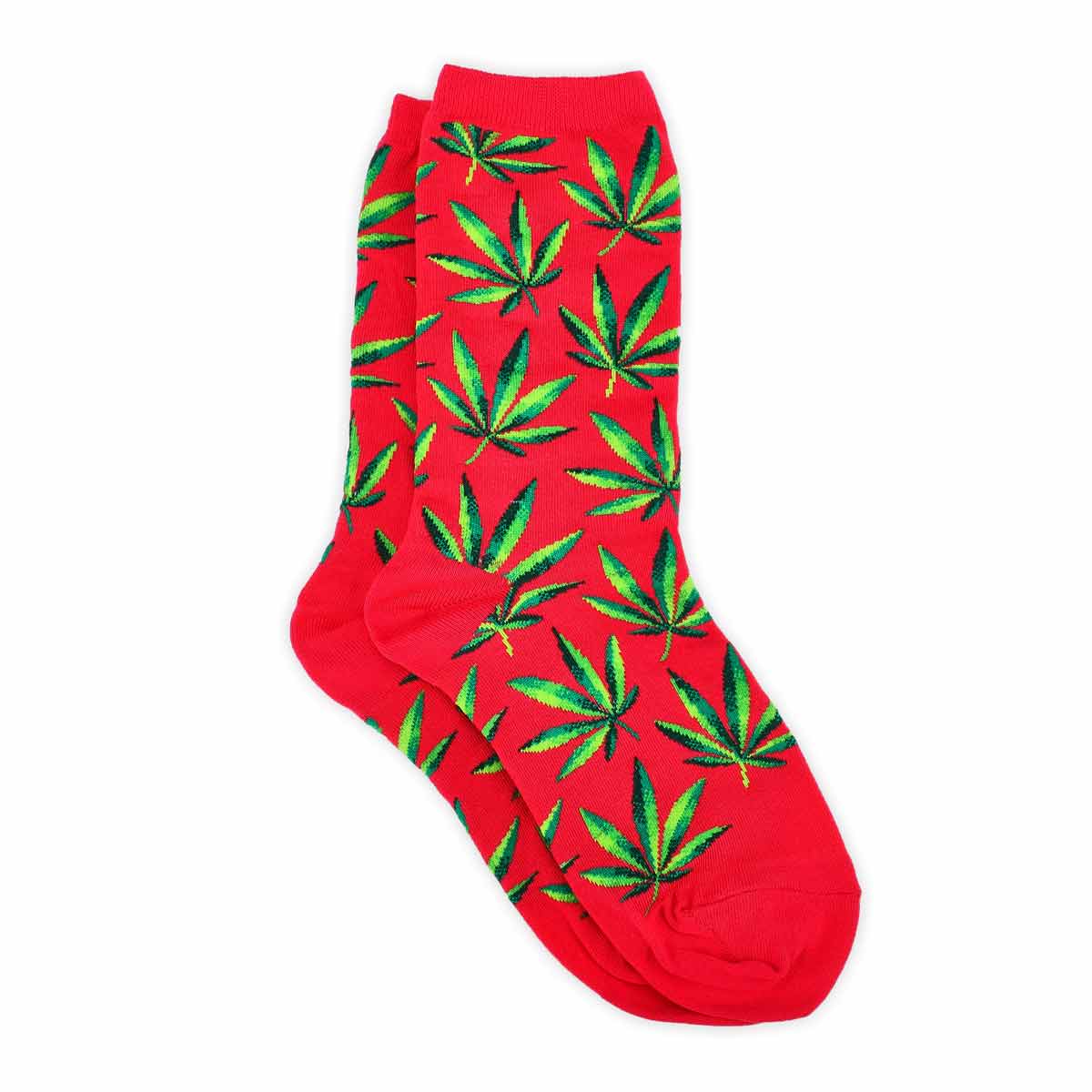 Women's Hemp Leaf hot pink printed socks