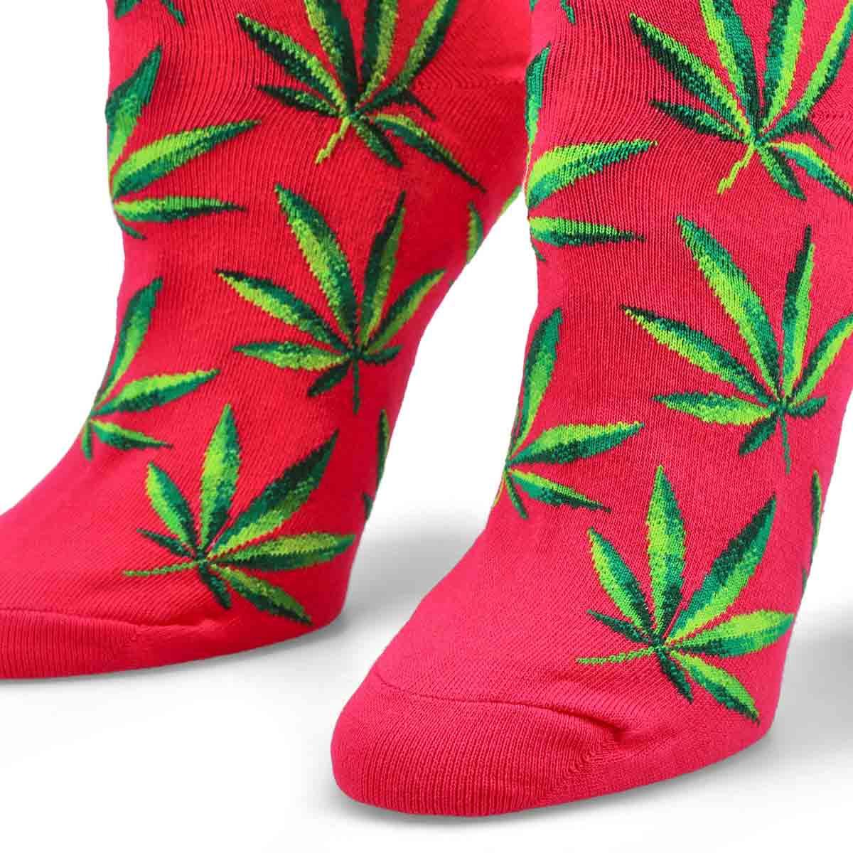 Women's Hemp Leaf hot pink printed socks