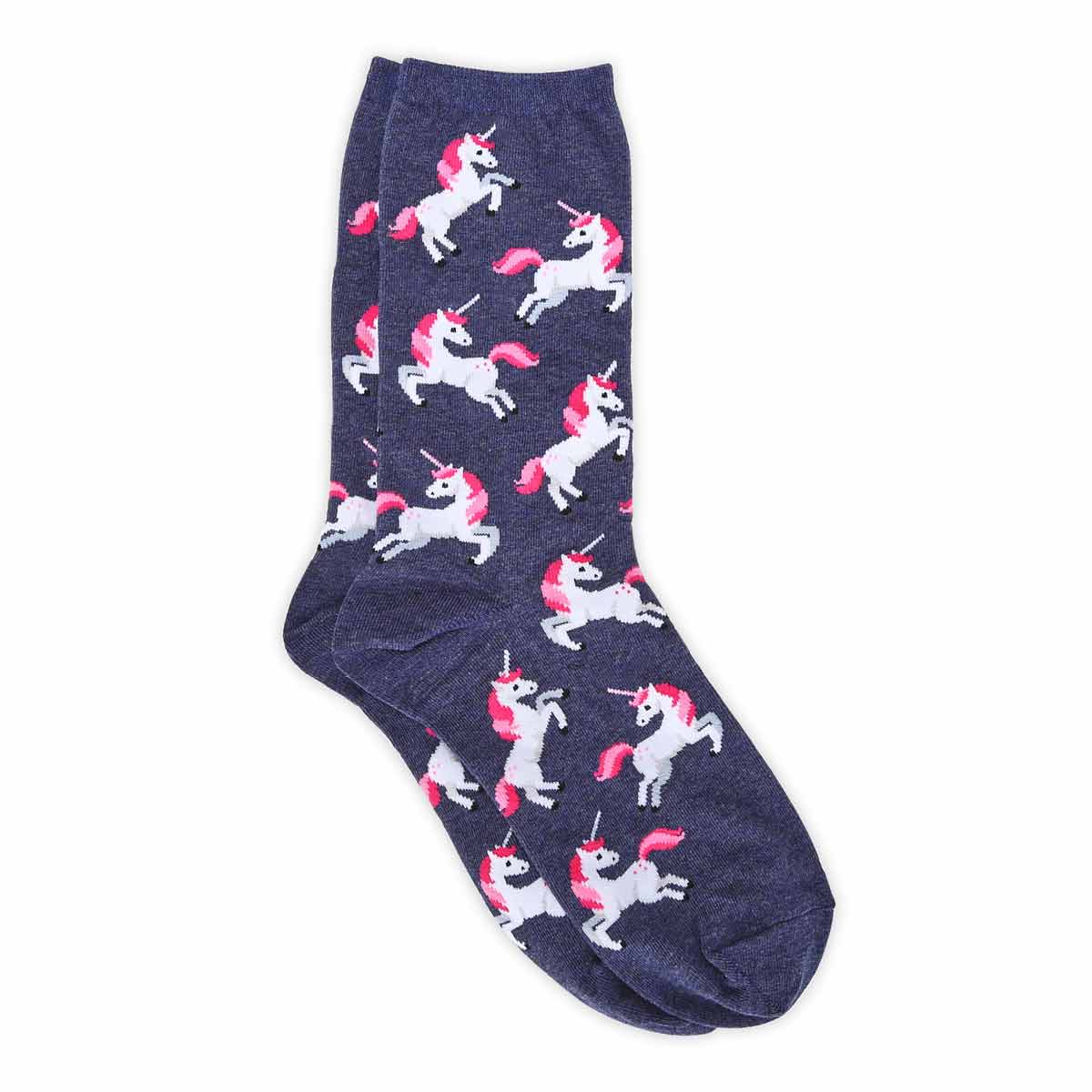 Women's Unicorn Crew Printed Sock - Demin