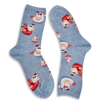 Women's POOL FLOAT SANTA blue printed socks
