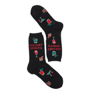 Lds Holiday Spirits Printed Sock- Black