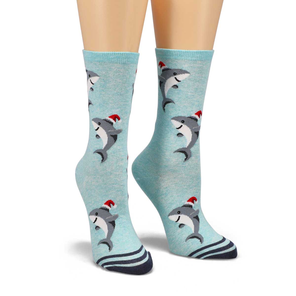 Women's Santa Shark Printed Sock