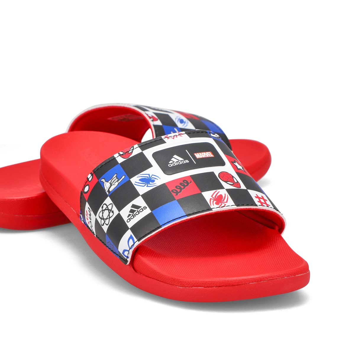 Kids' Adilette Comfort Spider Man Slide Sandal - Black/White/Red