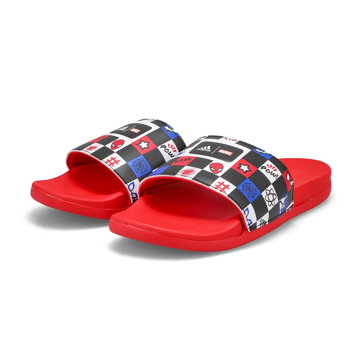 Kids' Adilette Comfort Spider Man Slide Sandal - Black/White/Red