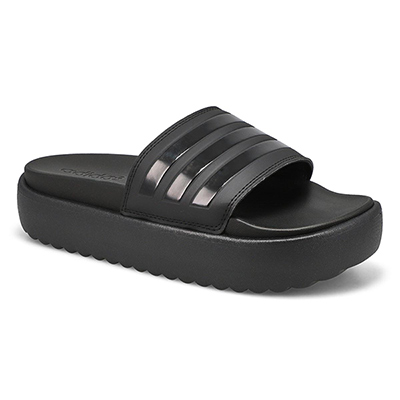 Lds Adilette Platform Sandal - Black/Black