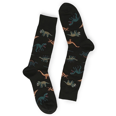 Mns Dinosaur Printed Sock - Black