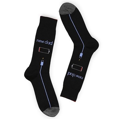 Mns New Dad Printed Sock - Black