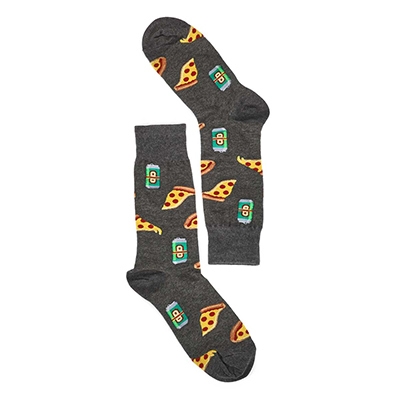 Mns Pizza And Beer Printed Sock - Char