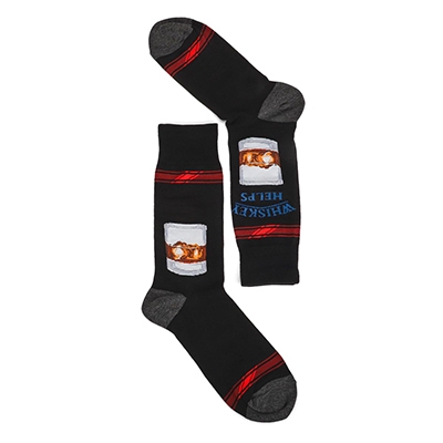 Mns Whiskey Helps Printed Sock - Black