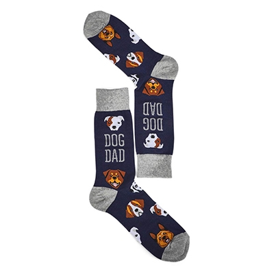 Mns Dog Dad Printed Sock - Navy