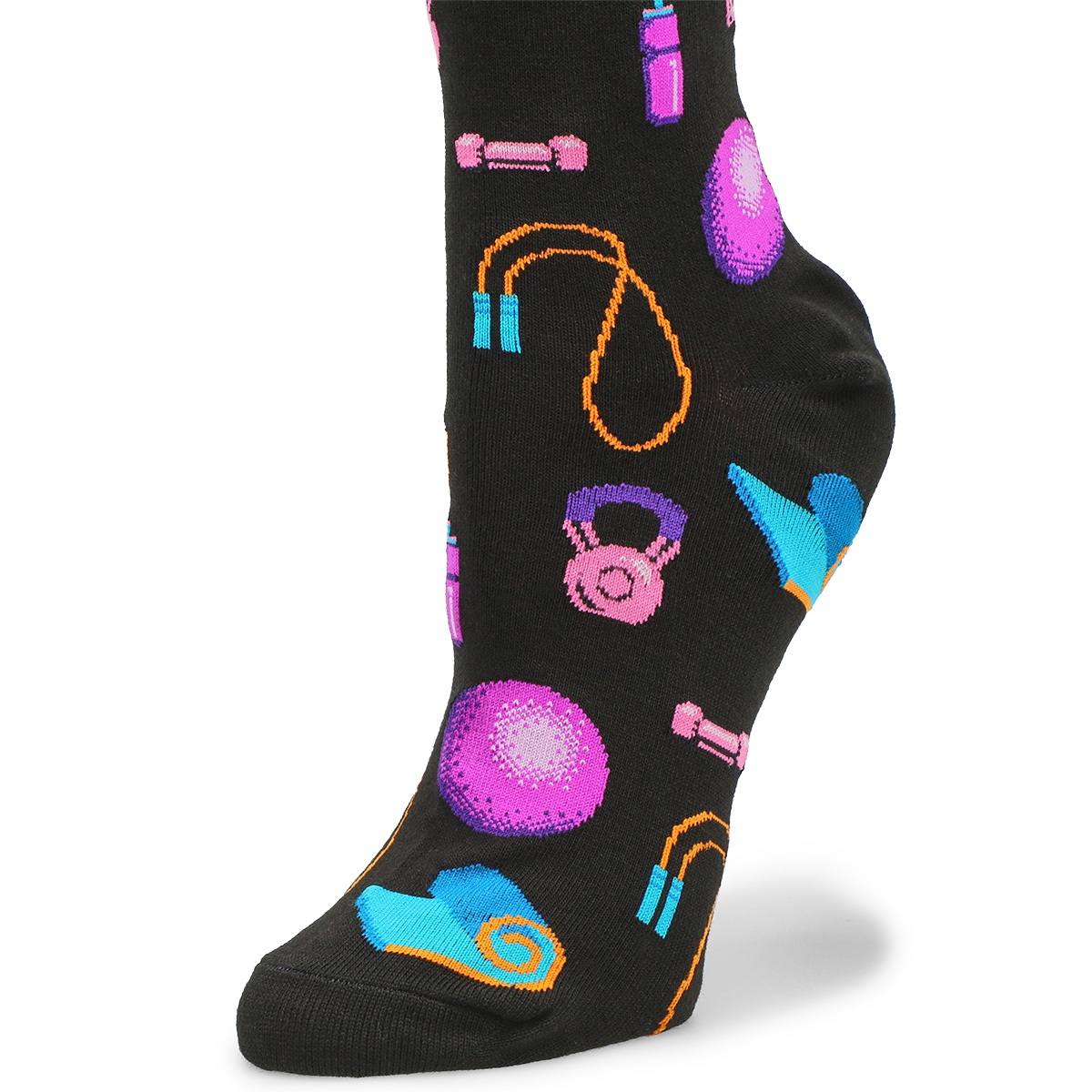 Women's Home Workout Printed Sock - Black
