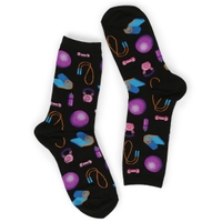 Women's Home Workout Printed Sock - Black