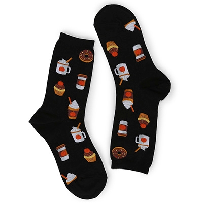 Lds Pumpkin Spice Printed Sock - Black