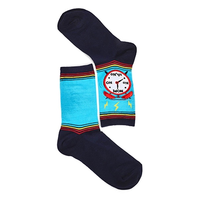 Lds Alarm Clock Crew Sock -Navy