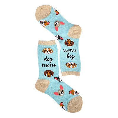 Lds Dog Mom Crew Sock-Mint/Multi