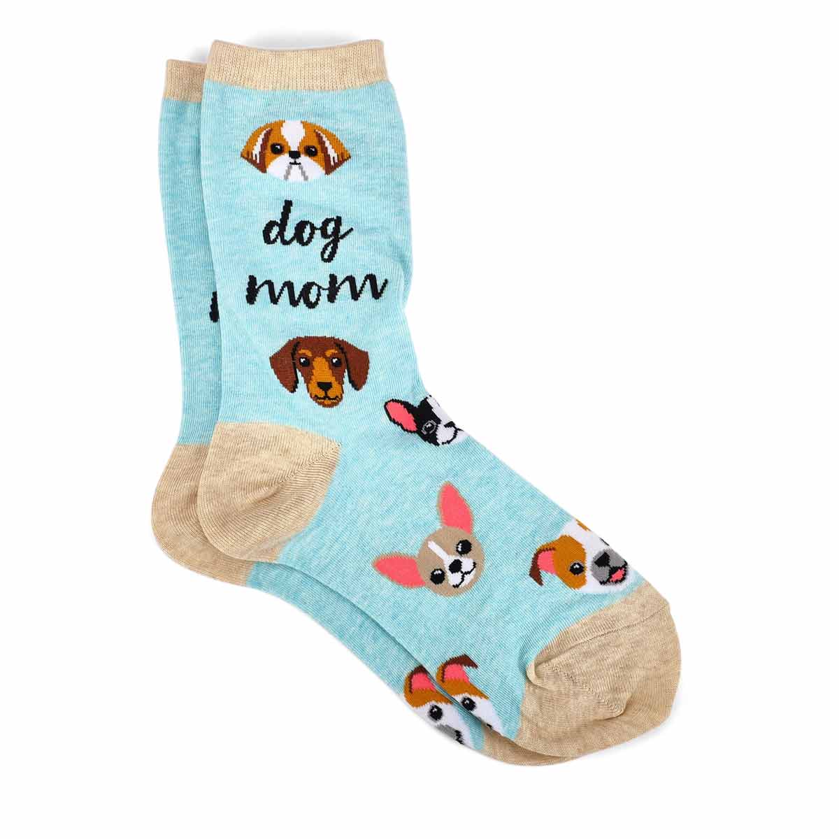 Women's Dog Mom Crew Sock - Mint/Multi
