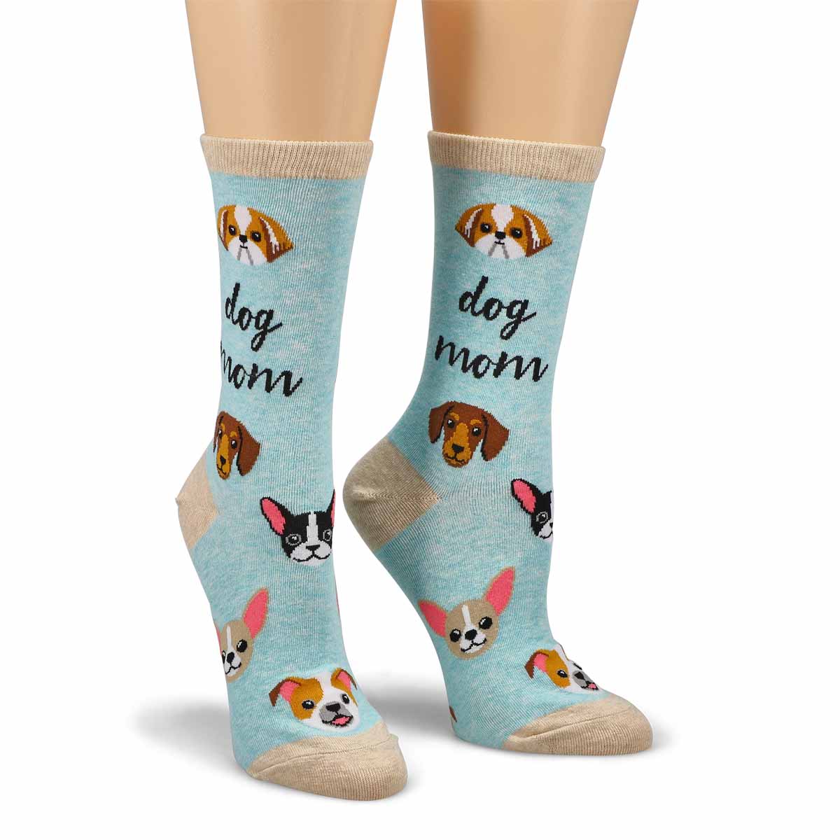 Women's Dog Mom Crew Sock - Mint/Multi