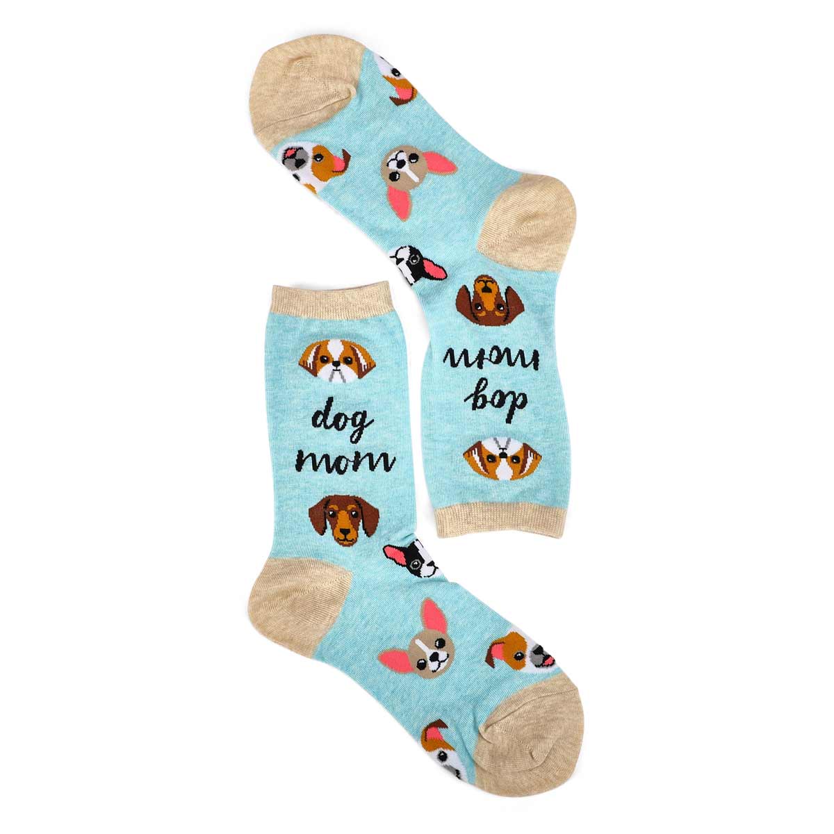 Women's Dog Mom Crew Sock - Mint/Multi