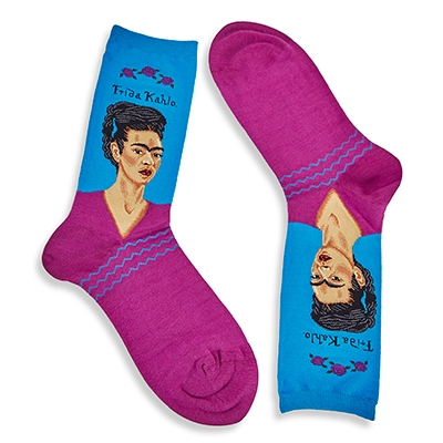 Lds Frida Kahlo turquoise printed sock