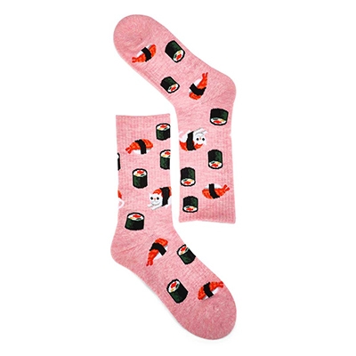 Lds Sushi Cat Sport Printed Sock-Pink