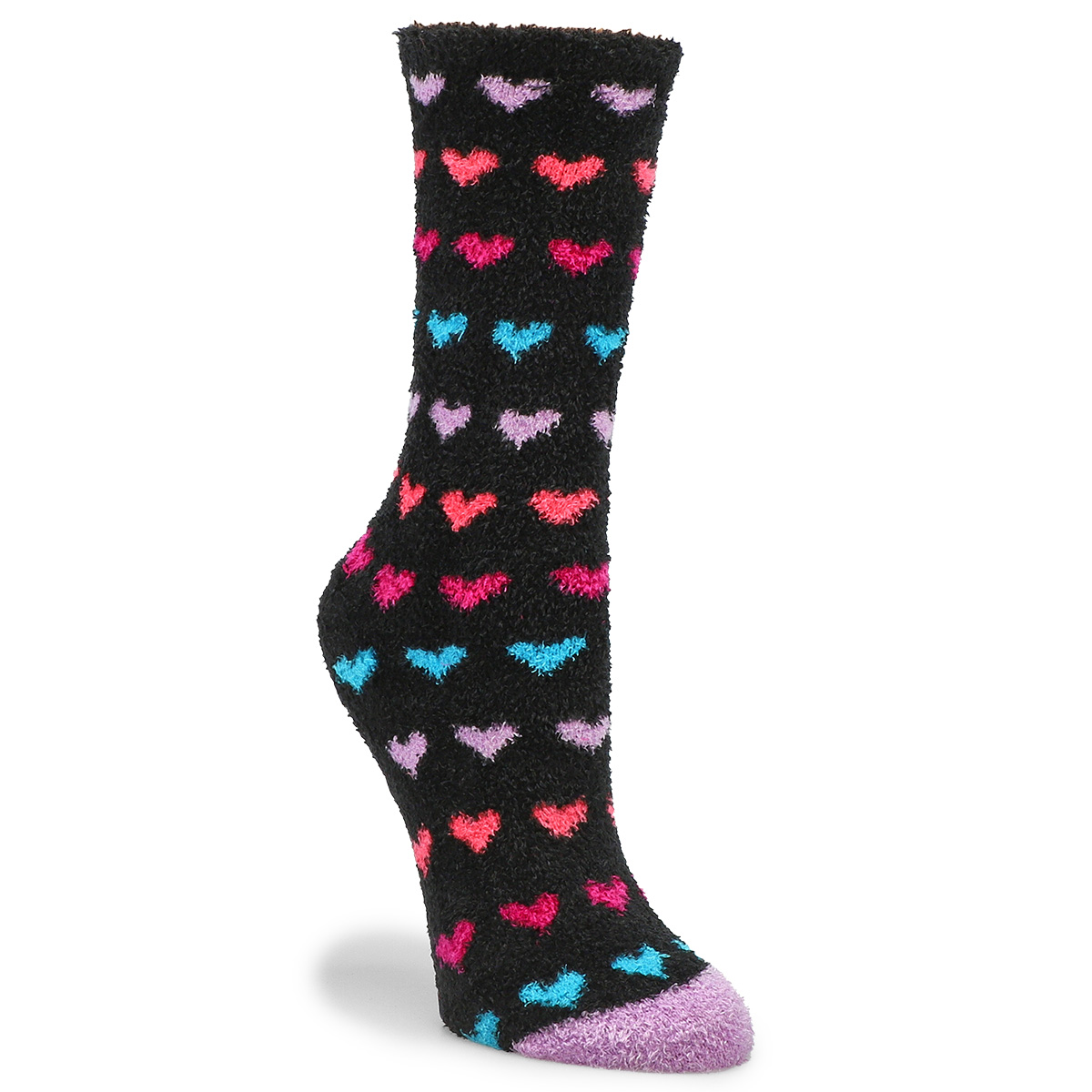 Women's Heart Printed Slipper Sock - Black