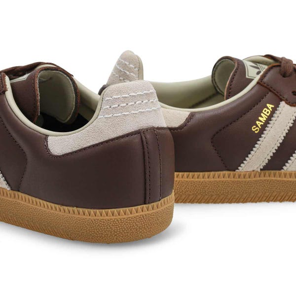 Unisex Samba OG Lace Up Sneaker - Brown/Putty Grey/Gold Metallic