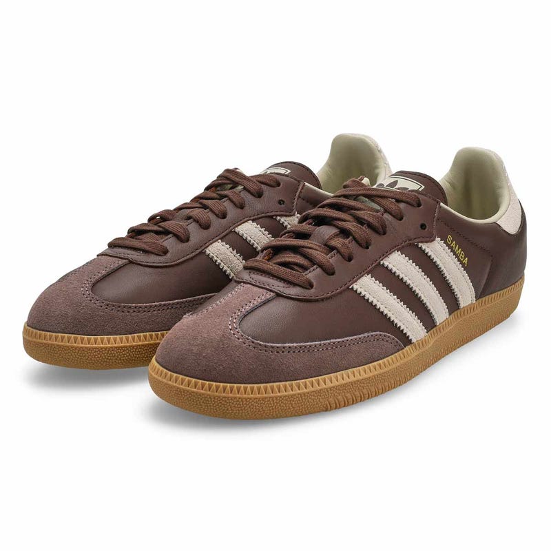 Unisex Samba OG Lace Up Sneaker - Brown/Putty Grey/Gold Metallic