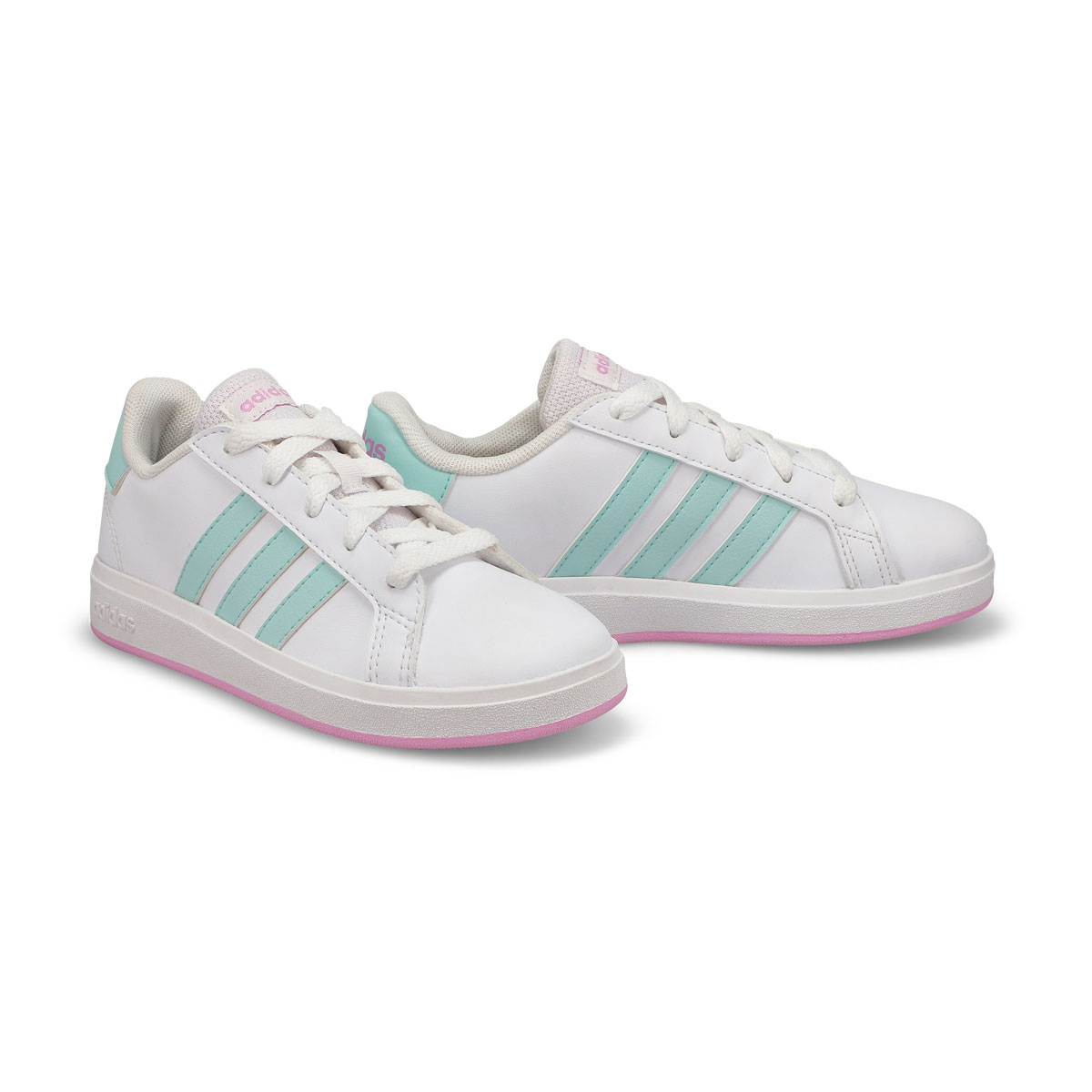 Girls' Grand Court 2.0 K Sneaker - White/Aqua/Lilac