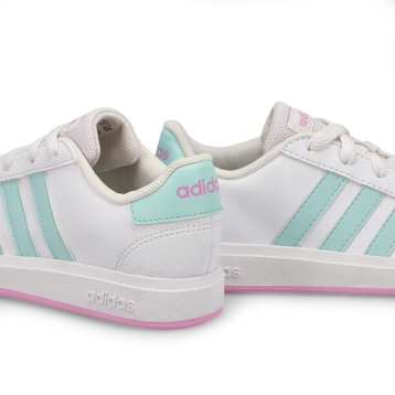 Girls' Grand Court 2.0 K Sneaker - White/Aqua/Lila