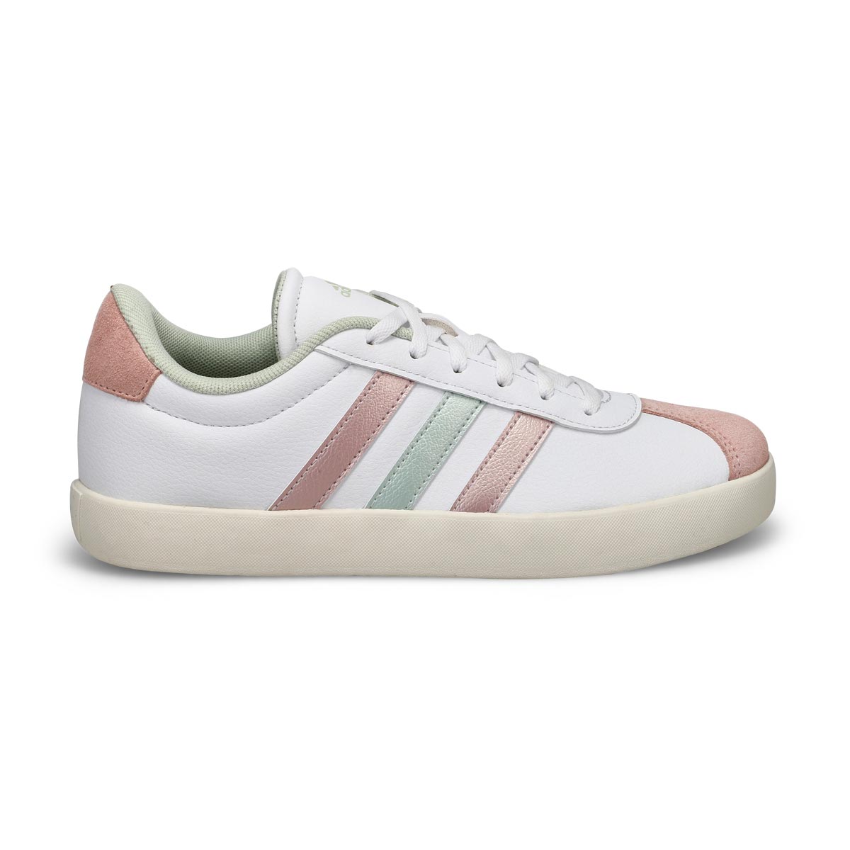 Girls' VL Court 3.0 Lace Up Sneaker - White/Green/Pink
