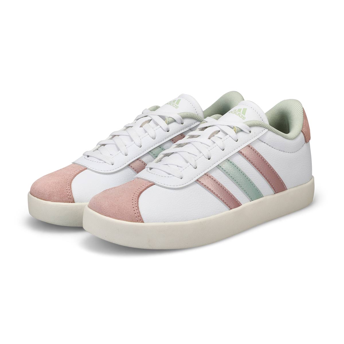 Girls' VL Court 3.0 Lace Up Sneaker - White/Green/Pink
