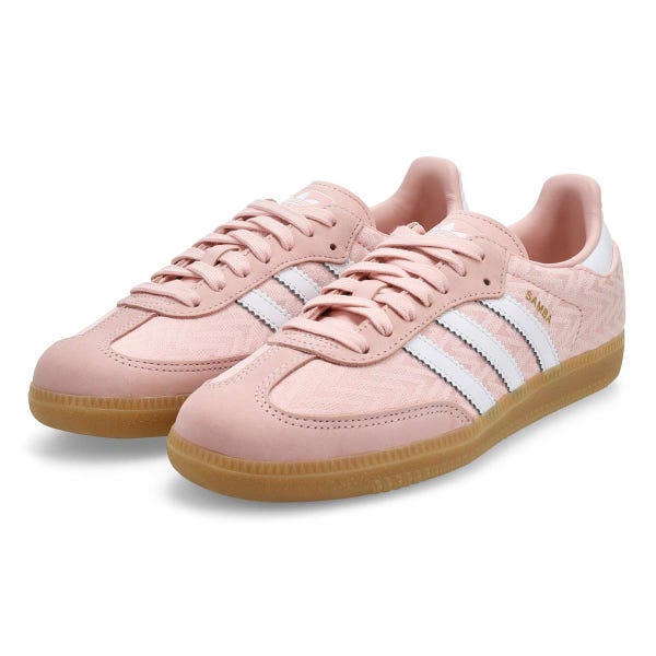 Women's  Samba OG Lace Up Sneaker -Sandy Pink/White/Gold