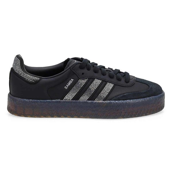 Chaussures lacées Sambae pour femmes - Noir/Bleu métallisé/Blanc gomme
