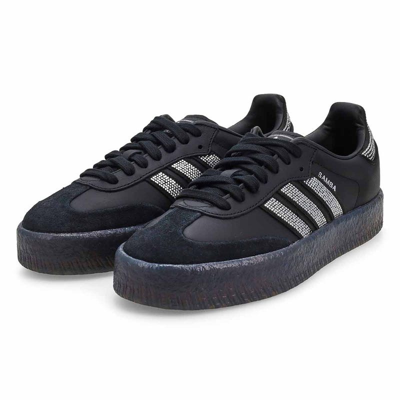 Chaussures lacées Sambae pour femmes - Noir/Bleu métallisé/Blanc gomme